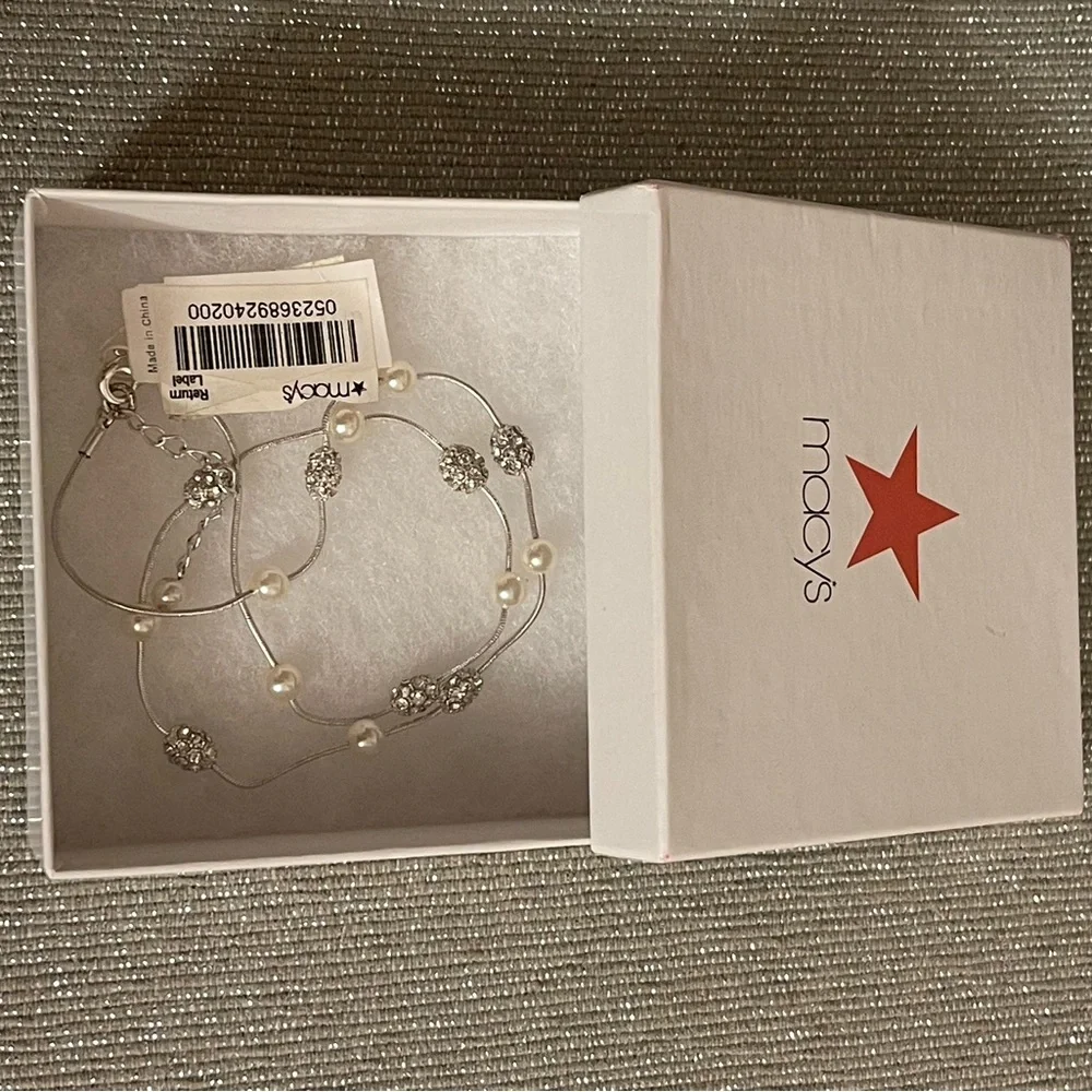 Classics silver-tone white pearl fireball ajustable necklace - Picture 7 of 8